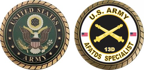 U.S. Army MOS 13D Field Artillery Tactical Data Systems Specialist Challenge Coin