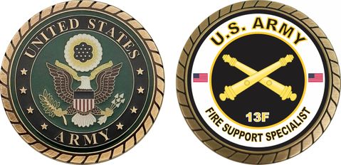 U.S. Army MOS 13F Fire Support Specialist Challenge Coin