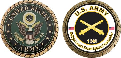 U.S. Army MOS 13M Multiple Launch Rocket System Crewmember Challenge Coin