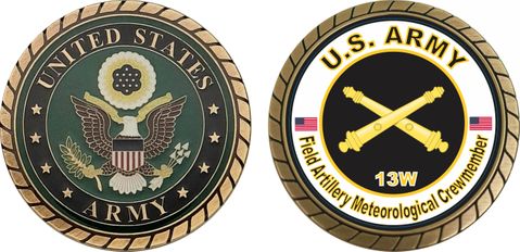 U.S. Army MOS 13W Field Meteorological Crewmember Challenge Coin