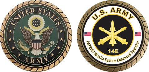 U.S. Army MOS 14E Patriot Missile System Enhanced Operator Challenge Coin