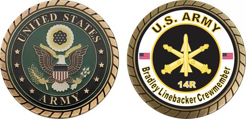 U.S. Army MOS 14R Bradley Linebacker Crewmember Challenge Coin