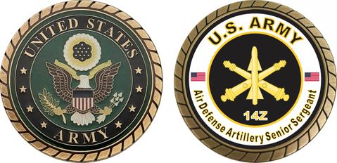 U.S. Army MOS 14Z Air Defense Artillery Senior Sergeant Challenge Coin