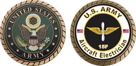 U.S. Army MOS 15F Aircraft Electrician Challenge Coin