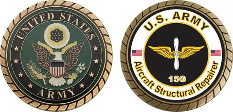 U.S. Army MOS 15G Aircraft Structural Repairer Challenge Coin