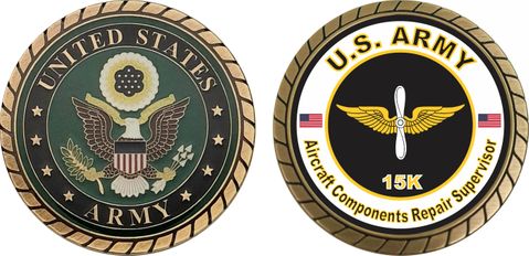 U.S. Army MOS 15K Aircraft Components Repairer Supervisor Challenge Coin