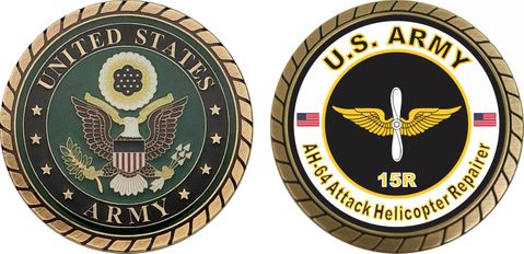 U.S. Army MOS 15R AH-64 Attack Helicopter Repairer Challenge Coin