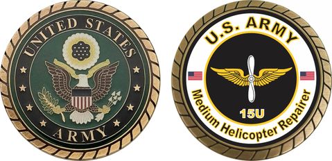 U.S. Army MOS 15U Medium Helicopter Repairer Challenge Coin