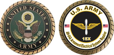 U.S. Army MOS 15X AH-64 Armament Electrical Systems Repairer Challenge Coin