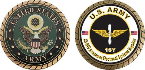 U.S. Army MOS 15Y AH-64-D Armament Electrical Systems Repairer Challenge Coin