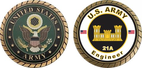 U.S. Army MOS 21A Engineer Challenge Coin