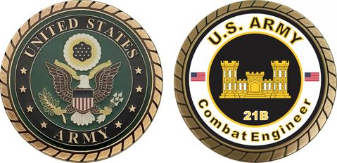 U.S. Army MOS 21B Combat Engineer Challenge Coin