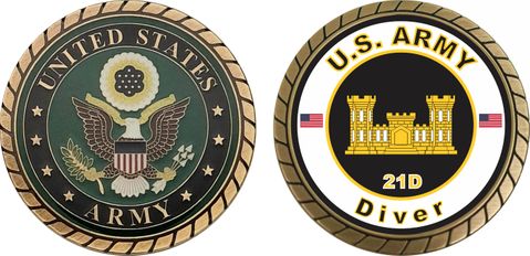 U.S. Army MOS 21D Diver Challenge Coin