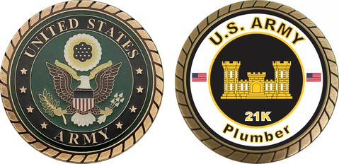 U.S. Army MOS 21K Plumber Challenge Coin