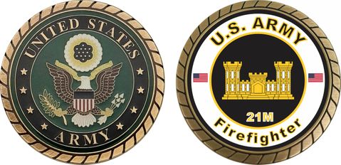 U.S. Army MOS 21M Firefighter Challenge Coin
