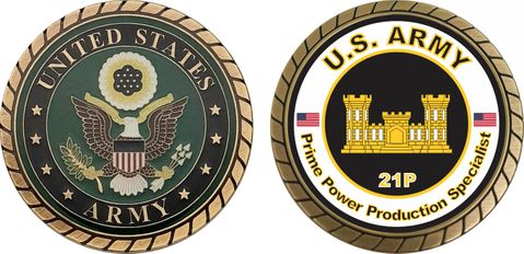 U.S. Army MOS 21P Prime Power Production Specialist Challenge Coin