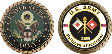 U.S. Army MOS 25M Multimedia Illustrator Challenge Coin