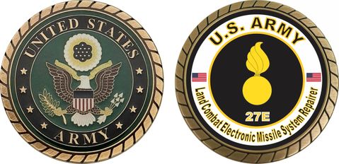 U.S. Army MOS 27E Land Combat Electronic Missile System Repairer Challenge Coin