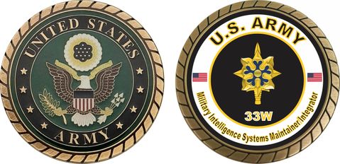 U.S. Army MOS 33W Military Intelligence Systems Maintainer/Integrator Challenge Coin