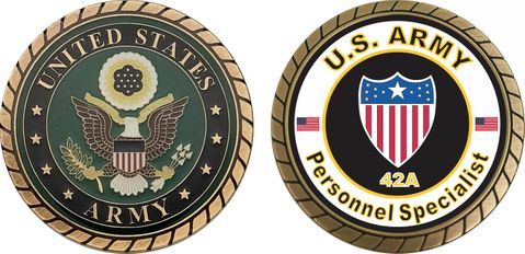 U.S. Army MOS 42A Personnel Specialist Challenge Coin