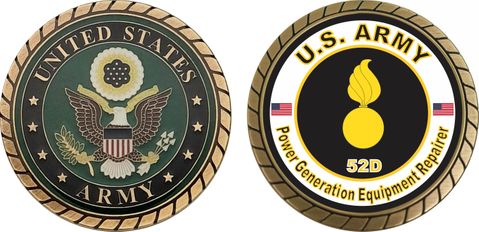 U.S. Army MOS 52D Power Generation Equipment Repairer Challenge Coin