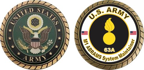 U.S. Army MOS 63A M1-ABRAMS System Maintainer Challenge Coin