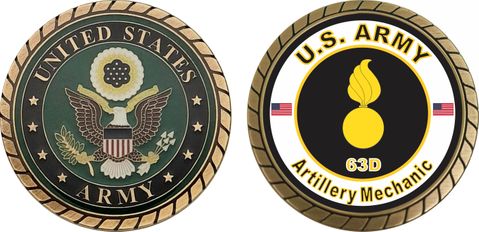 U.S. Army MOS 63D Artillery Mechanic Challenge Coin
