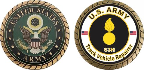 U.S. Army MOS 63H Track Vehicle Repairer Challenge Coin