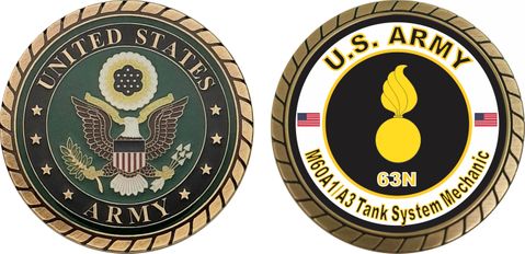 U.S. Army MOS 63N M60 A1-A3 Tank System Mechanic Challenge Coin