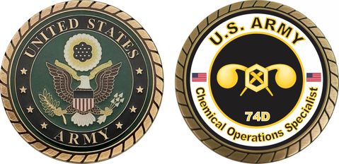 U.S. Army MOS 74D Chemical Operations Specialist Challenge Coin