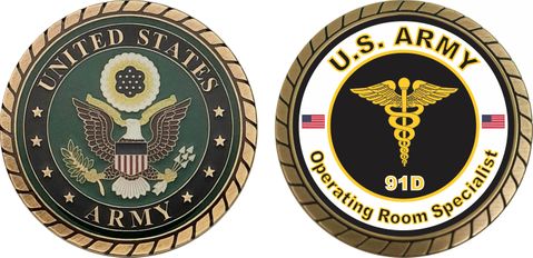 U.S. Army MOS 91D Operating Room Specialist Challenge Coin