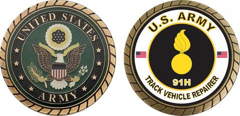 U.S. Army MOS 91H Track Vehicle Repairer Challenge Coin