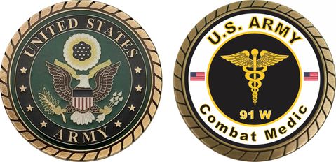 U.S. Army MOS 91W Combat Medic Challenge Coin