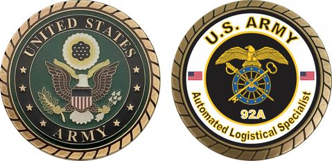 U.S. Army MOS 92A Automated Logistical Specialist Challenge Coin