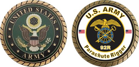 U.S. Army MOS 92R Parachute Rigger Challenge Coin
