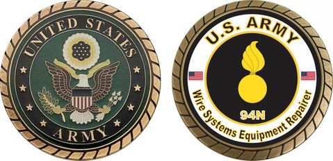U.S. Army MOS 94N Wire Systems Equipment Repairer Challenge Coin
