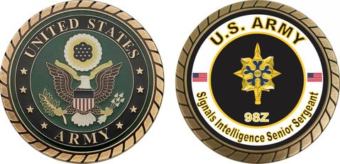 U.S. Army MOS 98Z Signals Intelligence Senior Sergeant Challenge Coin