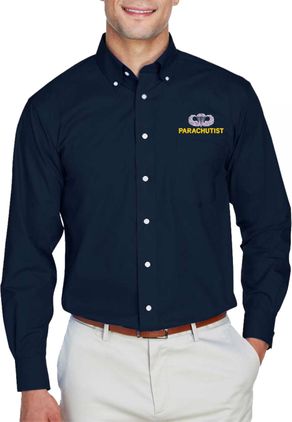 U.S. Army Parachutist with Jump Wings Embroidered Dress Shirt