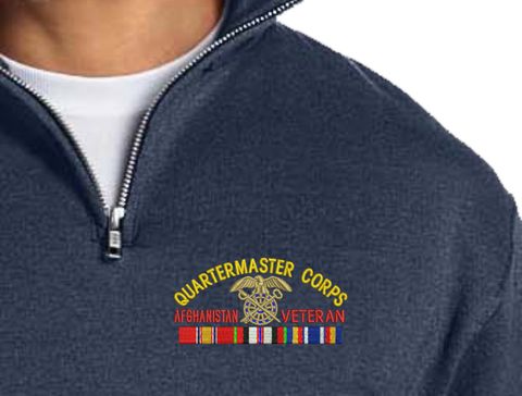 U.S. Army Quartermaster Corps Afghanistan Veteran Embroidered Quarter-Zip Pullover