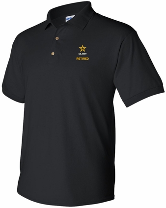 U.S. Army Retired Black Polo Large