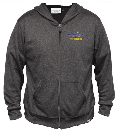 U.S. Army Retired (CIB) Men's 100% Polyester Heather Grey USA Full-Zip Hoodie