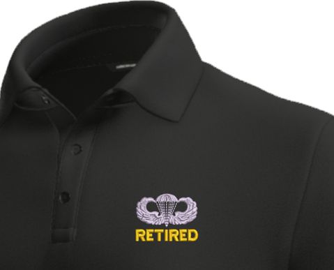 U.S. Army Retired Jump Wings Moisture Wicking Polo