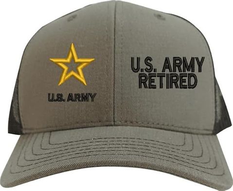 U.S. Army Retired O.D. Green/Black Mesh-Back Cap (Made in the USA)