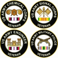 U.S. Army Round Veteran Decals with Ribbon Thumbnail Illustration