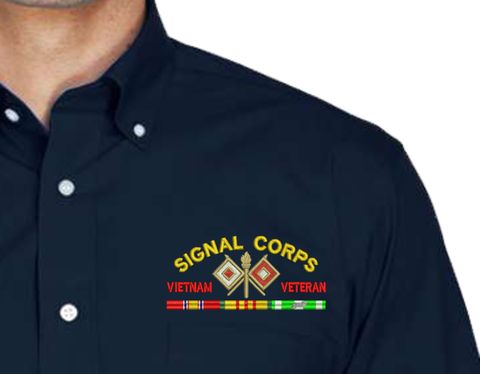 U.S. Army Signal Corps Vietnam Veteran Embroidered Dress Shirt