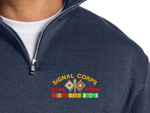 U.S. Army Signal Corps Vietnam Veteran Embroidered Quarter-Zip Pullover