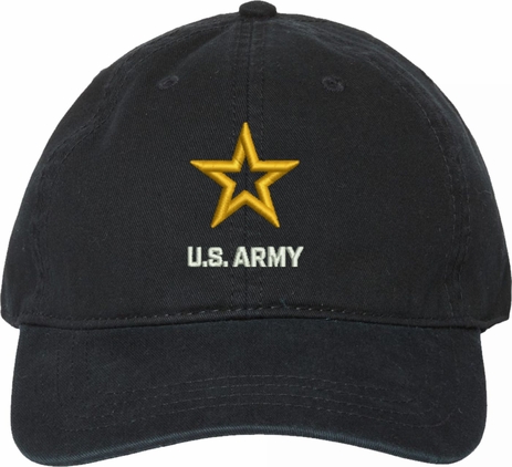 U.S. Army Star Logo Black Unstructured Dad Cap