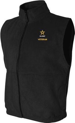 U.S. Army Star Logo Veteran Black Fleece Vest X-Large