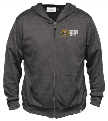 U.S. Army United States Army Men's 100% Polyester Heather Grey USA Full-Zip Hoodie