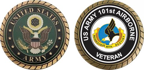 U.S. Army Veteran 101st Airborne Unit Crest Challenge Coin